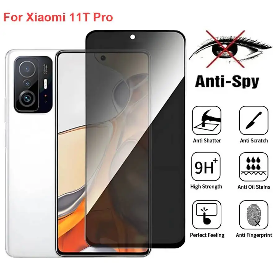 

For Xiaomi 11T Anti Spy Privacy Tempered Glass Protector Compatible For Xiaomi11t Pro Full Cover Screen Phone Film