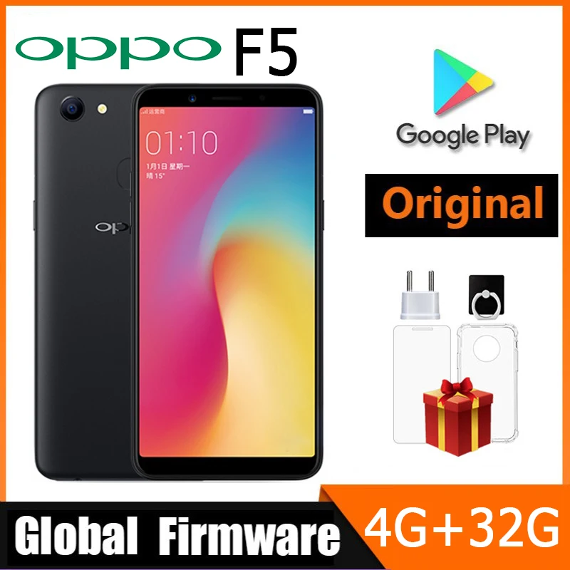 OPPO F5 Smartphone Global firmware google play  16MP camera RAM 4G ROM 32G 3200mAh Battery MediaTek MT6763T used phone