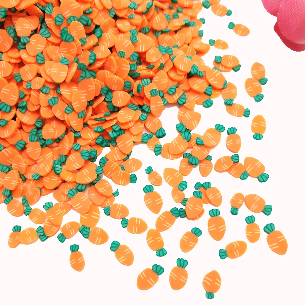 50g/lot Carrots Polymer Clays for DIY Crafts Plastic Klei Mud Particles Orange Slices For Slime