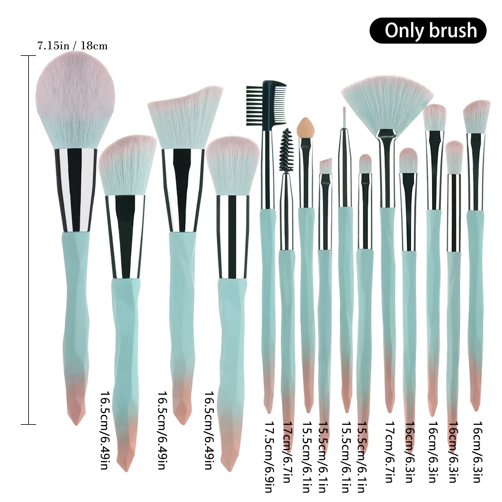 15pcs Professional Premium Makeup Brush Set - Foundation Blush Eyeshadow Eyeliner Loose Brush Full Set of Makeup Tools