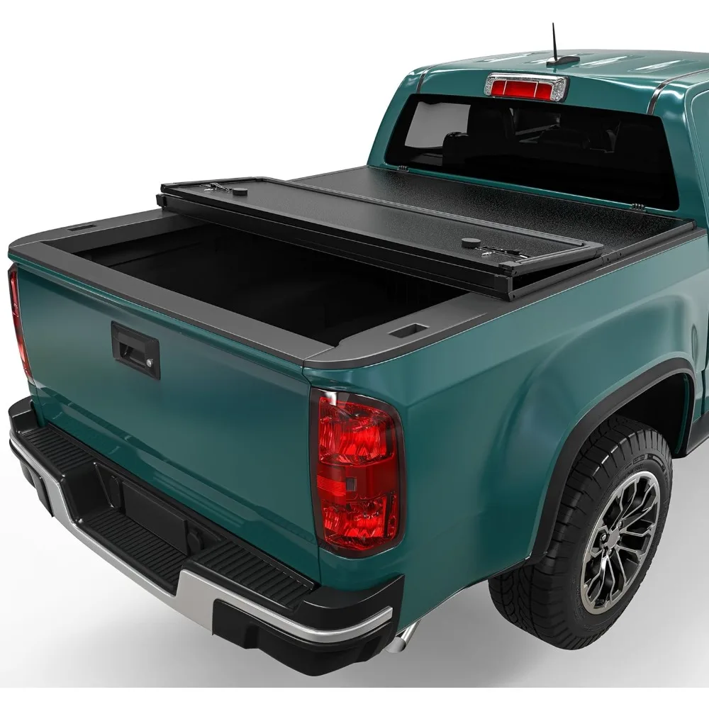 FRP غطاء سرير شاحنة صلب ثلاثي الطي مناسب لسيارة تشيفي كولورادو/جي إم سي كانيون 2015-2025 سرير 5.2 قدم #1