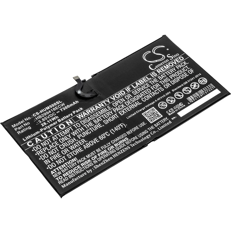 Tablet Battery For Huawei HB299418ECW MediaPad M5 10.8  CMR-AL09  CMR-AL19  CMR-W19  CMR-W109 Volts 3.85  Capacity 7300mAh