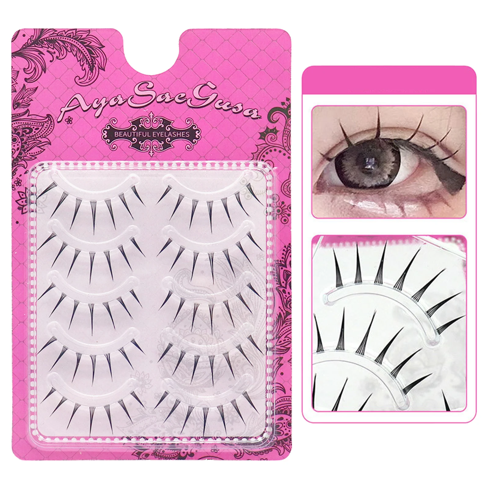 Faux cils entiers en une seule pièce, courbure C, longueur mixte 9-11mm, aspect naturel et dense, cils artificiels volumineux, bande transparente fine