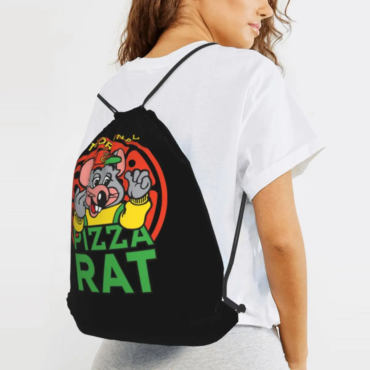 Original Pizza Rat Backpacks Multi-function Drawstring Bags Sports Bag Book Bags for Travel School
