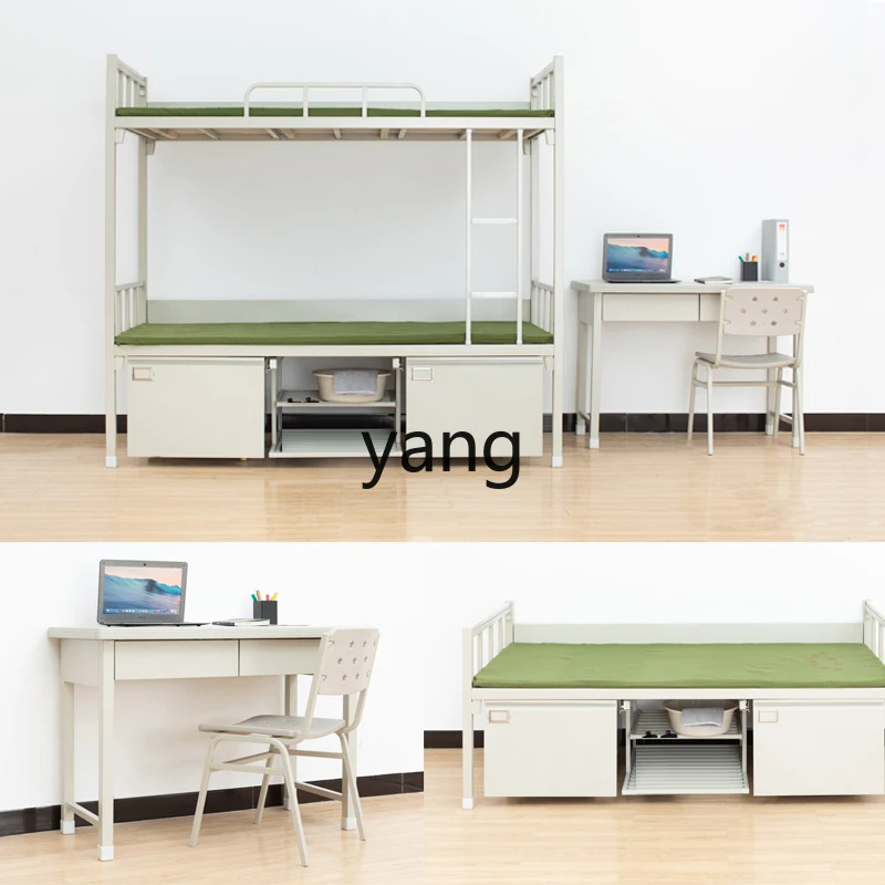 Yjq Upper and Lower Bunk Height Single Double Iron Bed Iron Thickened Steel Frame Folding Bed