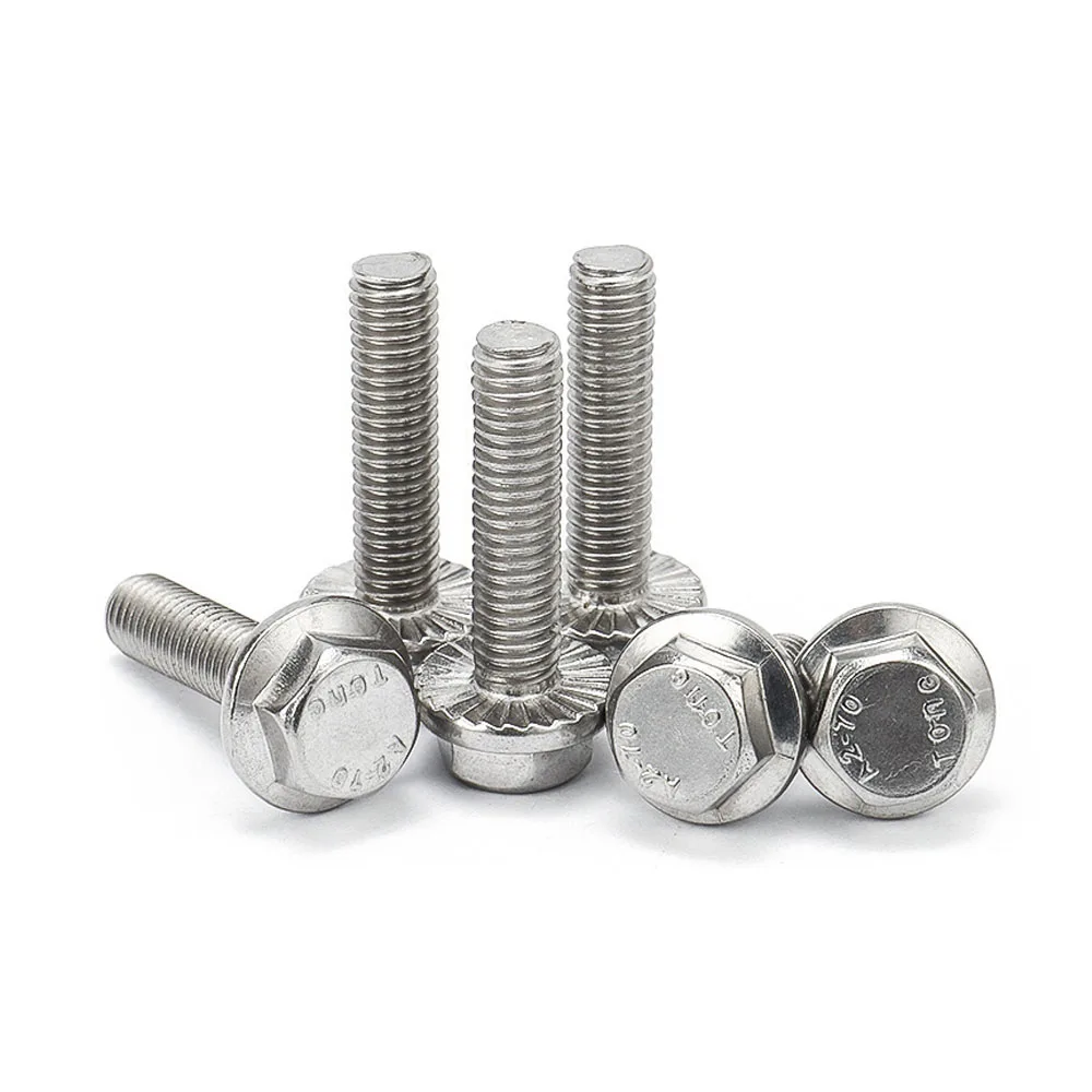 304 A2-70 Stainless Steel GB5787 Hex Hexagon Flange Cap Head Screw Bolt With Serrated Washe