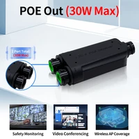 HORACO 2 Port Waterproof POE Repeater IP66 10/100Mbps 1 to 2 PoE Extender with IEEE802.3af/at 48V Outdoor for POE Switch Camera 2