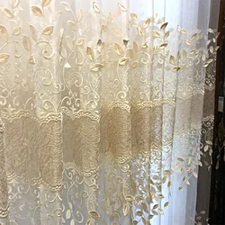 European-style Luxury High-end Living Room Balcony Bay Window Gauze Curtain Embossed Embroidery Window Gauze Custom Curtain