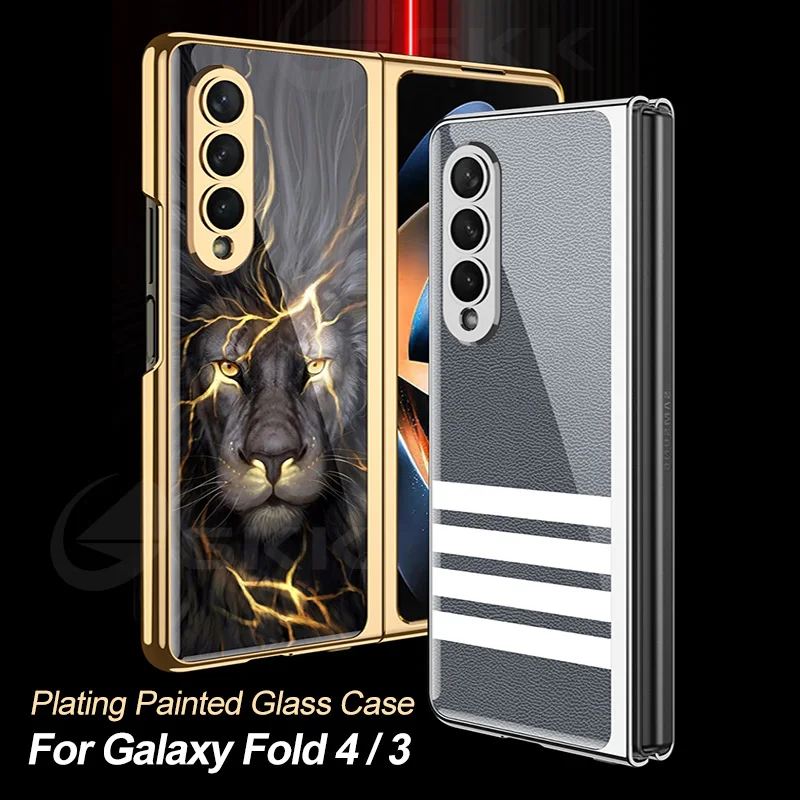 

GKK Оригинальный чехол для Samsung Galaxy Z Fold 4 3 Роскошный окрашенный стеклянный противоударный чехол с жесткой рамкой для Galaxy Z Fold4 чехол