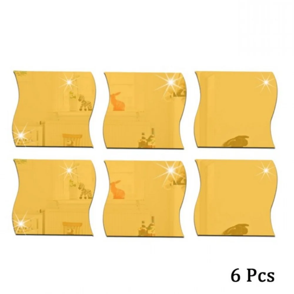 

Modern Wave Shape 3D Mirror Wall Sticker DIY Art Acrylic Self-Adhesive Mirror HD Mirror for Home Decor