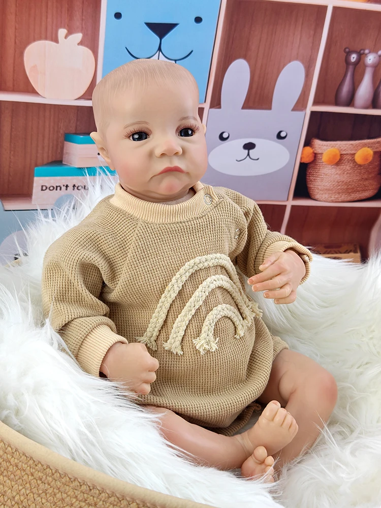 18Inch 46cm Boy Full Body Soft Silicone Vinyl Dolls Painted Newborn Baby Doll Toys For Kid\'s Christmas Gift Muñecas Reborn