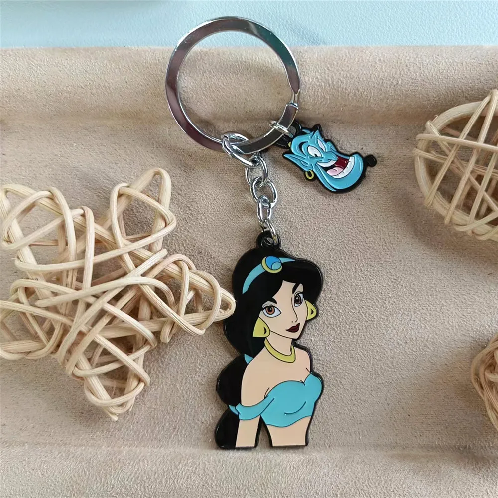 Disney Aladdin Princess Anime Cartoon Metal Keychain Gifts for woman girl