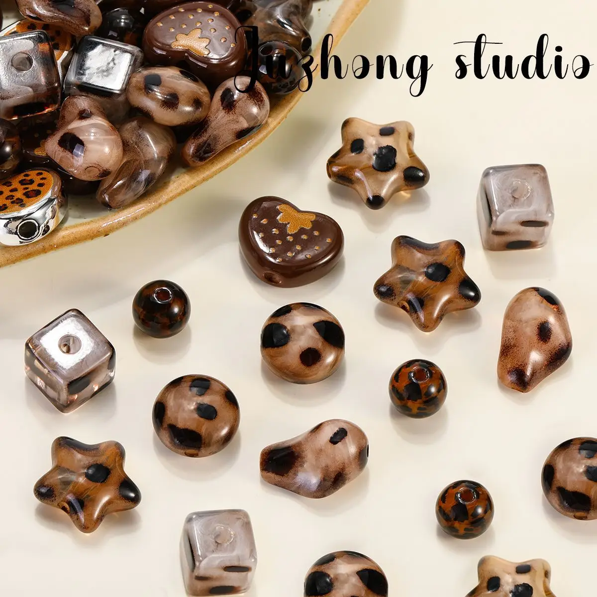 TX18 5 uds múltiples modelos encanto serie leopardo amor acrílico cuentas exquisitas espaciador fabricación de joyería DIY Popular BaoWenSanZ