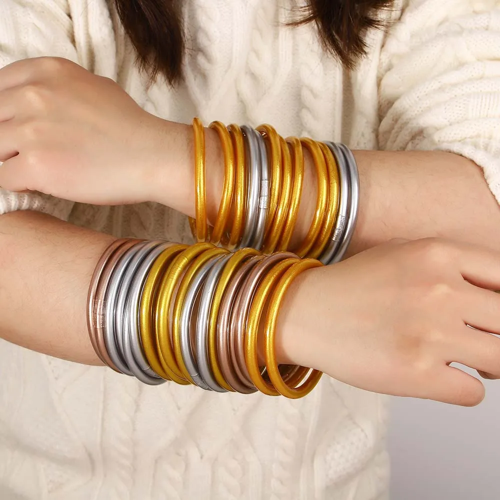ALLYES Buddhist Temple Rush Bracelet for Women Men Shiny Multicolor Silicone Tube Bracelets & Bangles Female Jewelry Gifts