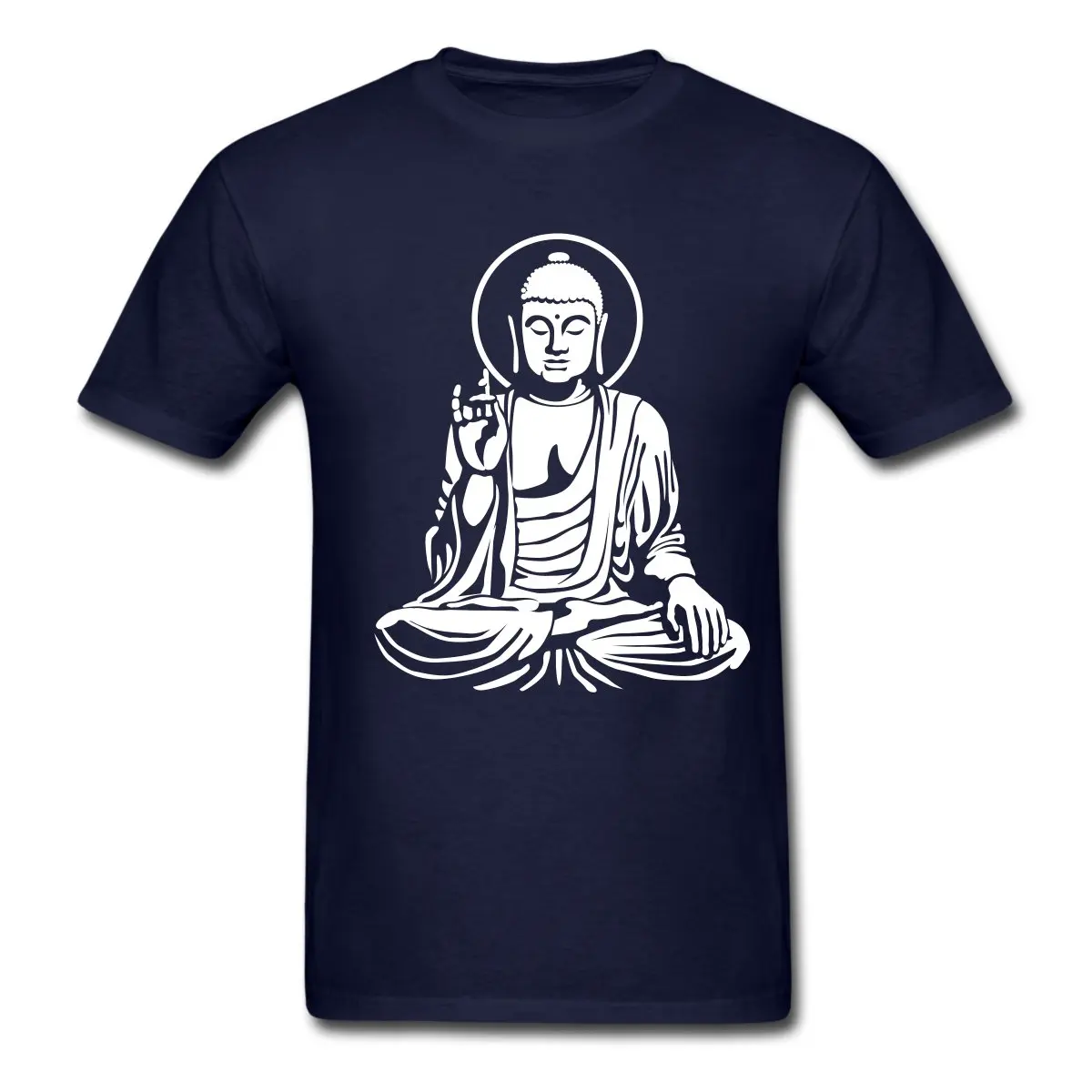 Cheap Sale Cotton T Shirt Short Sleeve Summer O-Neck Men Buddha Statue Buddhism Tee Cotton TShirt