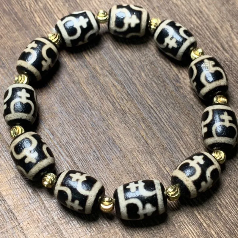 Natural stone Tibetan black and white agate stone men and women DIY wear gifts