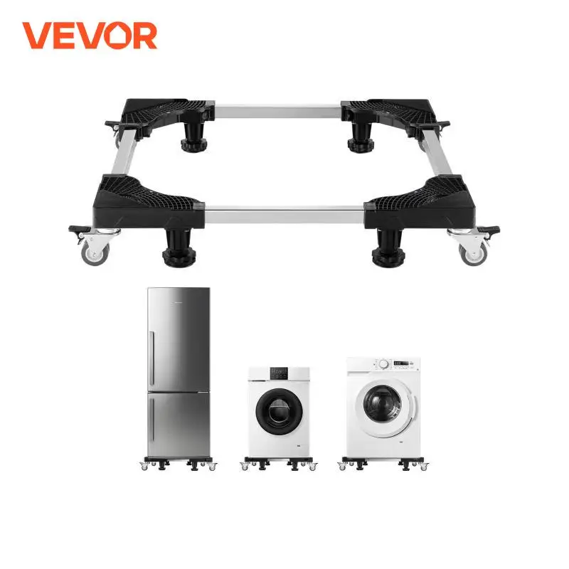 VEVOR 1100 رطل محرك الأثاث دوللي حامل الثلاجة مع 8 عجلات مزدوجة قفل 27.5 -35.4 بوصة قاعدة متنقلة قابلة للتعديل للغسالة