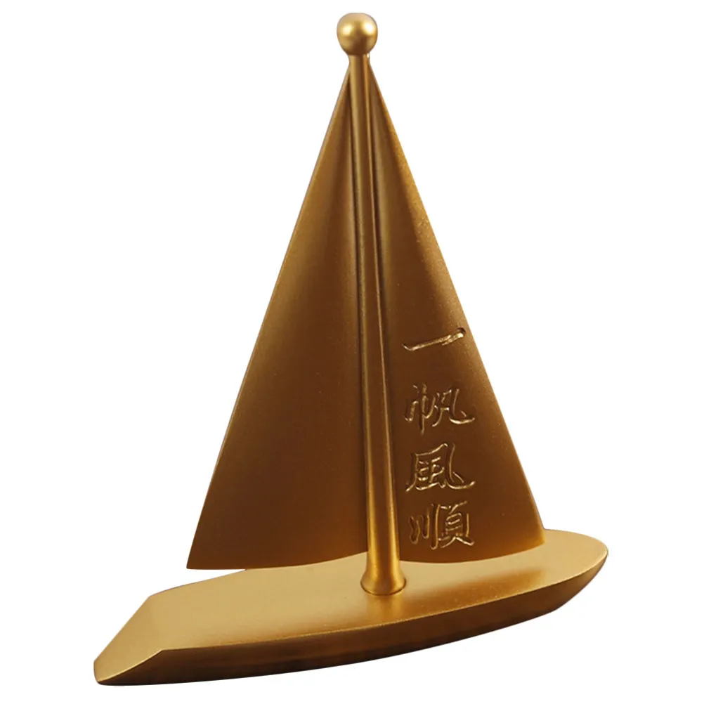 Solid Brass Sailboat Decor Small Statue Desktop Ornament for Home Office Living Room Elegant Boat Decoration Collectable Gift