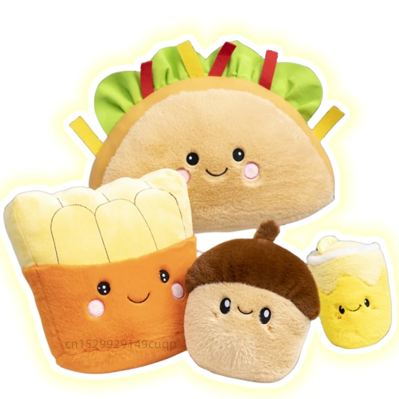 Fun Snacks Food Juice Series Plush Doll Pillow Chips Sandwich Pine Cone Pizza Orange Juice Ice Cream Coffee Cartoon Soft Pillow