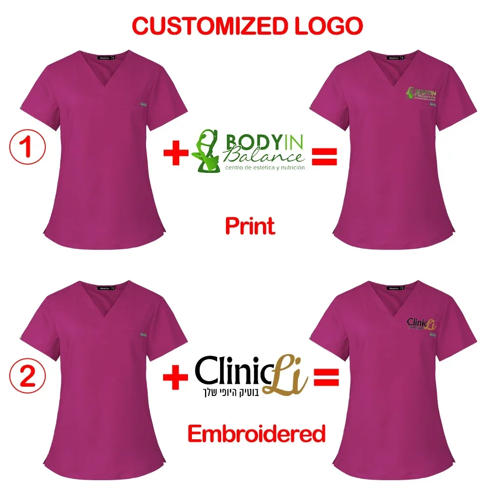 Women Men Lab Workwear Nurse Uniforms Scrubs Top Short Sleeve Pocket T-shirts Medical Nursing Blouse Beauty Uniforms Workers Top