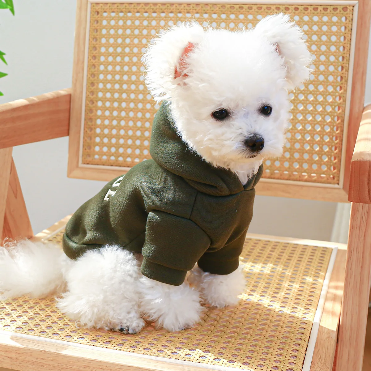 1PC pet clothing dog spring and autumn thickening army green warm comfortable pullover Hoodie For Small and Medium Dogs