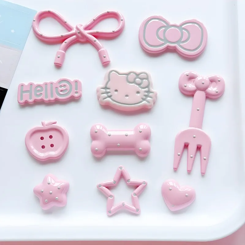 11Pcs New Cartoon Anime Pink Series Women Bowknot Shoe Charms DIY Hole Shoes Detachable Buckle Garden Shoes Accessories Gift