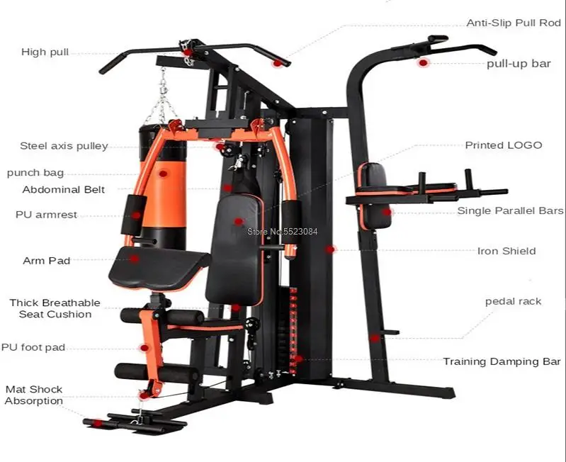 Attrezzatura per il Fitness combinata con dispositivo di allenamento completo multifunzionale per tre persone