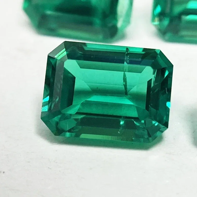 Lab Grown Columbia Emeralds Size 6x8mm Hydrothermal Emerald Hand Cut With Cracks Inclusions Inside Selectable AGL Certificate