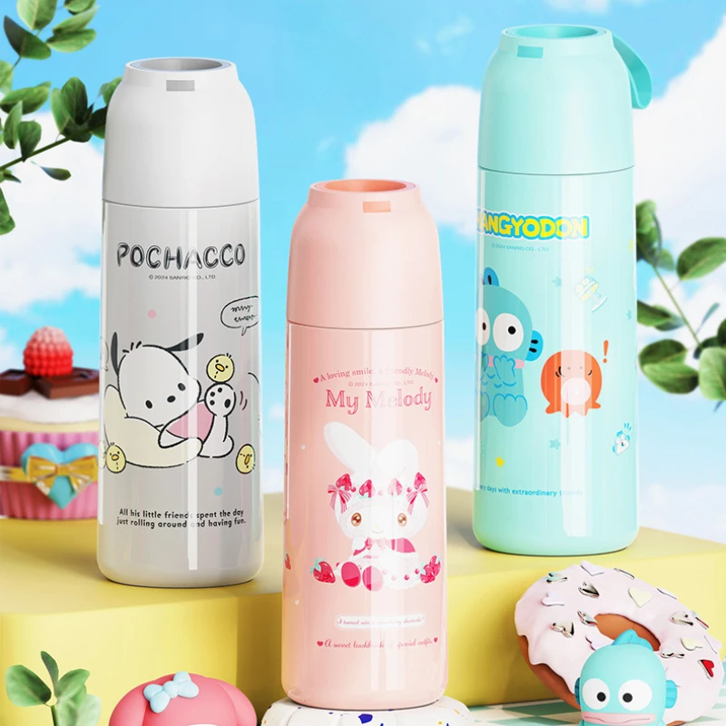 Sanrios Thermal Mug Hellokittys My Melody Cinnamoroll Kuromi Anime Stainless Steel 460ml Mug Portable Travel Mug Birthday Gift