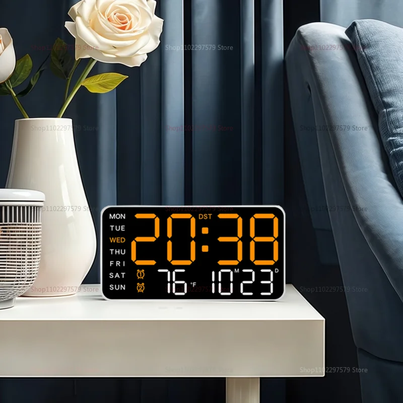 Large Digital Wall Clock LED Square Electronic Clock Multi-Function Living Room Hanging or Vertical Dual Purpose Timer
