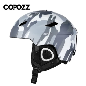 COPOZZ หมวกกันน็อคสกีแสงพร้อมความปลอดภัยหมวกกันน็อคสโนว์บอร์ดแบบสมบูรณ์รถจักรยานยนต์เล่นสกีหิมะสามีผู้ชายผู้หญิงเด็กเด็ก