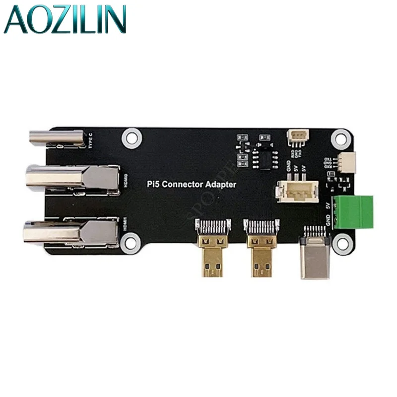 AOZILIN RPI5/4B Converter Board Dual 4K HDMI Output PCI-E M.2 SSD Expansion Module Type-C Powered Adapter