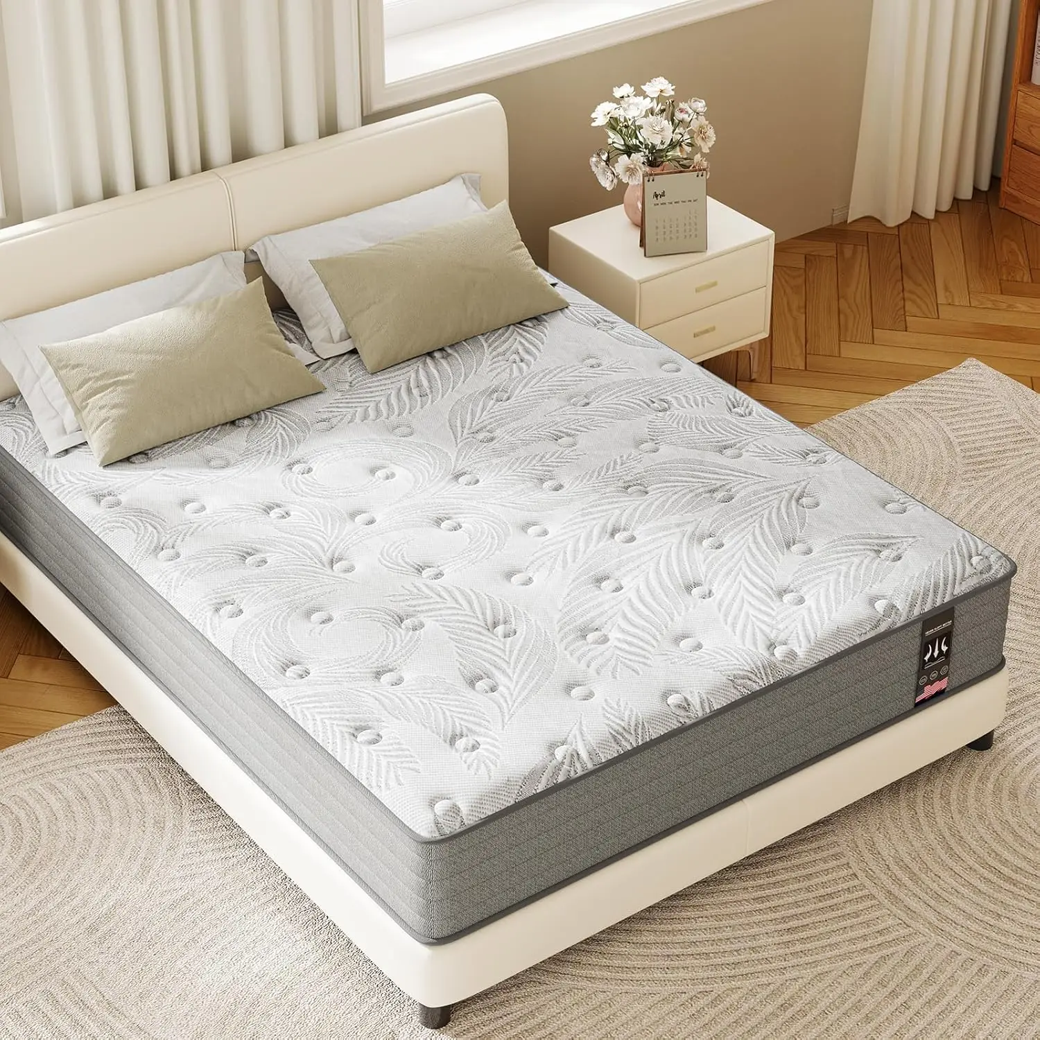 Queen Size Mattress 12 Inch Medium Firm Gel Infused Memory Foam and Pocket Spring Hybrid