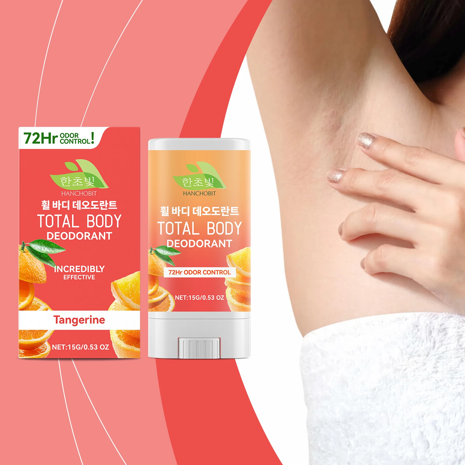 토탈 바디 데오도란트 – 72시간 냄새 조절, 천연 귤 향, 알루미늄 프리 및 잔인성 프리(0.53온스)"