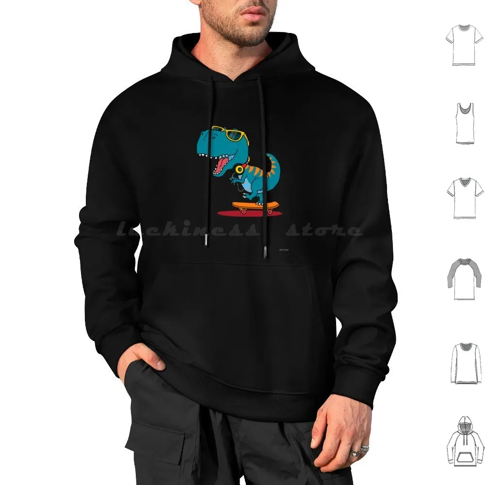 Cool Dinosaur Skateboarding Hoodie cotton Long Sleeve Dinosaur Skateboard Dinosaur Sunglasses Dinosaur Dino Dinosaurs