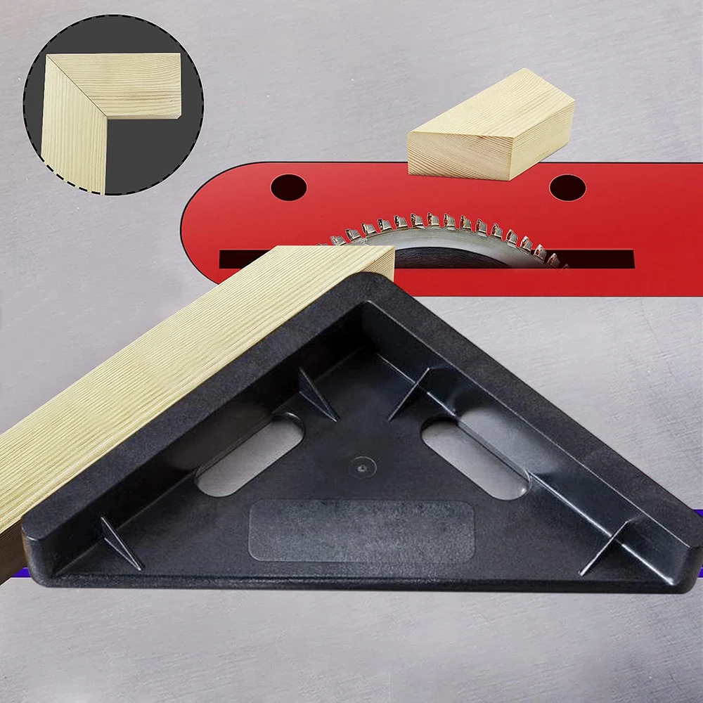 Trineo de inglete de 45 grados, corte de inglete de 45 grados, ranura de inglete, Sierra de mesa para carpintería, herramienta auxiliar, posicionador de Sierra de mesa de inglete