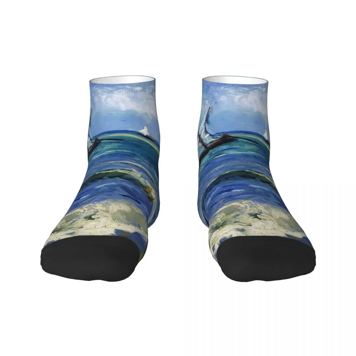 Vincent Van Gogh Men's Crew Socks Unisex Cool Beach at Scheveningen in Stormy Weather Spring Summer Autumn Winter Dress Socks