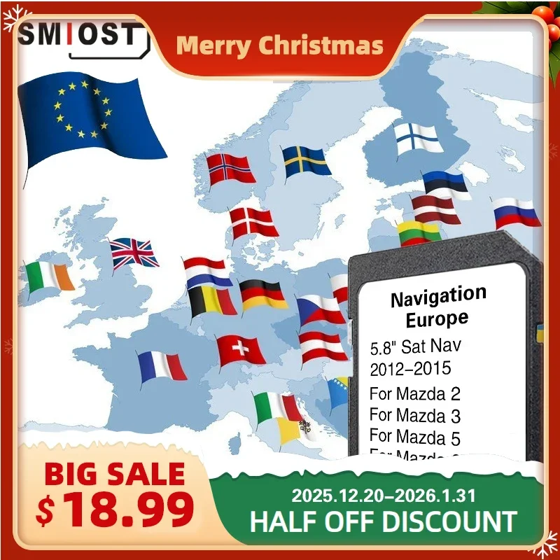 

SMIOST Sat Nav Europe Britain Update Software Maps for Mazda 2/3/5/6/MX-5 NVA-SD8110EU Navigation 8GB SD Card AVN1 units