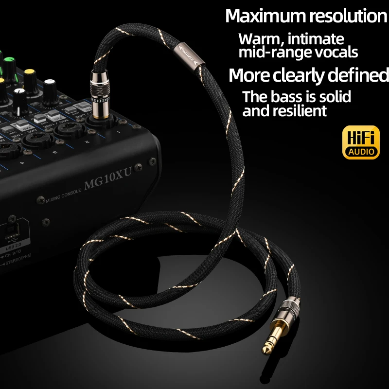 ATAUDIO HiFi 6.5mm TRS Stereo Audio Cable for Mixer Speaker 6N OFC Conductor 6.5mm Jack to Jack Connection Wire