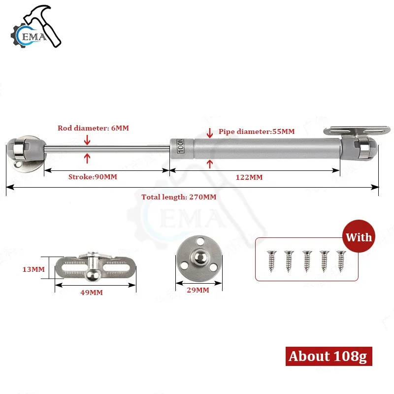 Cabinet Door Gas Spring Hinges 2KG-20KG Kitchen Cupboard Hydraulic Hinge Strut Lid Support Box Furniture Hardware