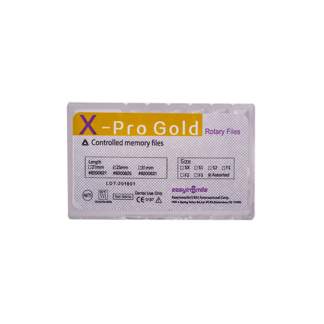 6 teile/paket easyin smile Dental Endo Gold feilen x-pro große Niti Taper Rotations feilen endodon tische Datei sx s1 f1 f2 f3 21mm 25mm 31mm