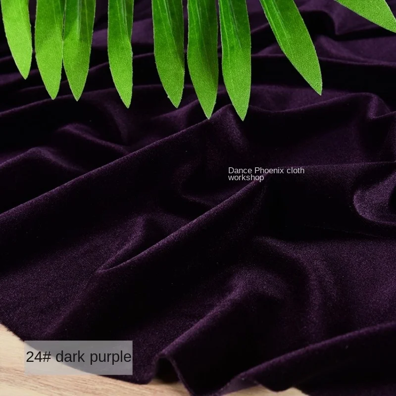 Dark Purple Velvet Fabric Four Sided Elastic Tight Single Side High Set Dress Cloth Apparel Sewing By Meters Diy Material