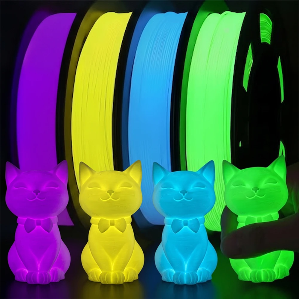 TPU Glow in The Dark 3D Printer Filament, TPU 95A, Blue, Green, Yellow, Purple 250g/250 * 4 Pack, 1.75mm 3D Printer Filament.