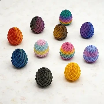 3D Printed Transformable Rotatable Dragon Egg Model Ornament Creative Stress Relief Finger Toy Holiday Party Decor Random Gradie