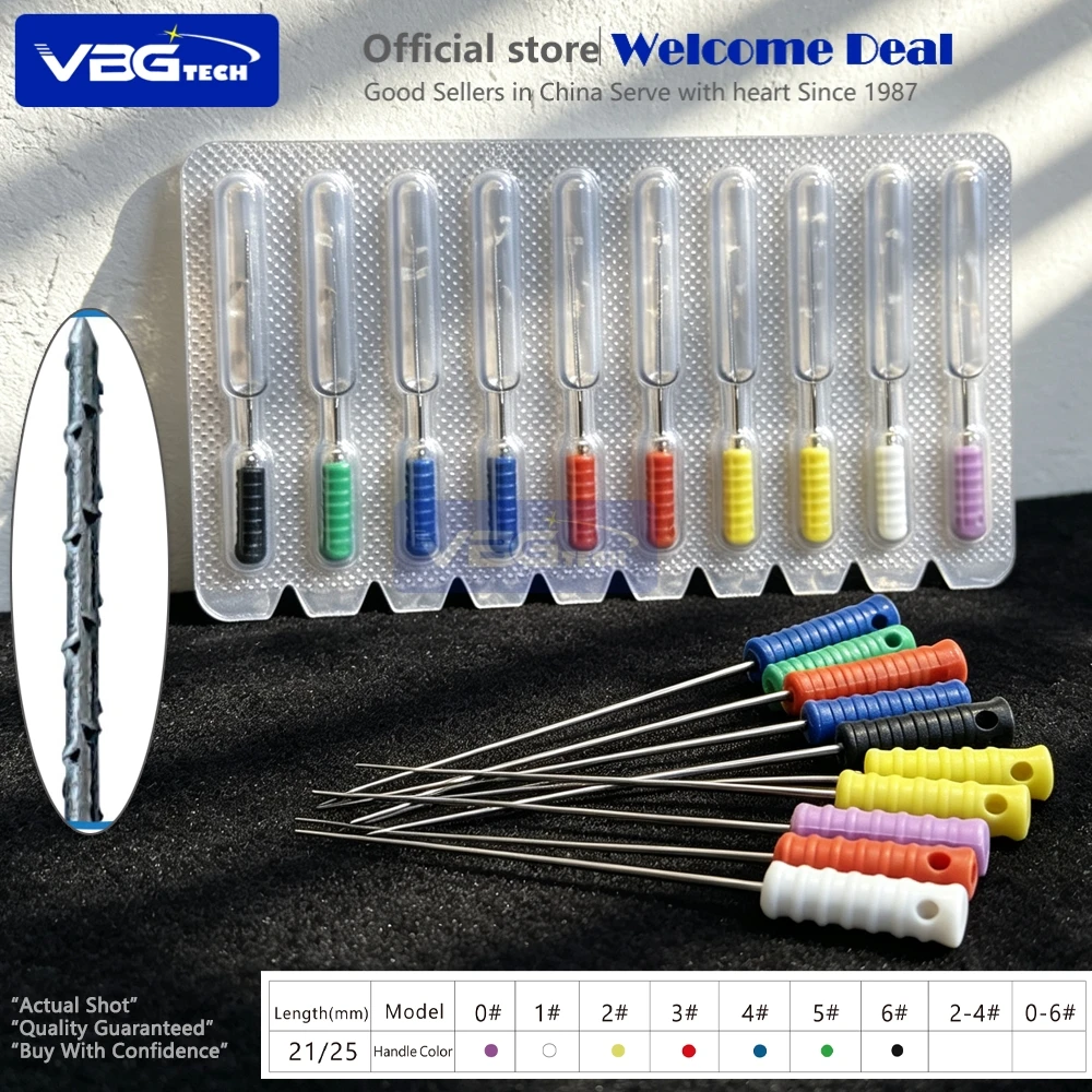 10Pcs/Pcs 0#-6# Dental Barbed Broaches Endodontic Root Canal Cleaning Needles Hand Use Files 21MM/25MM Paste Carriers Dentistry