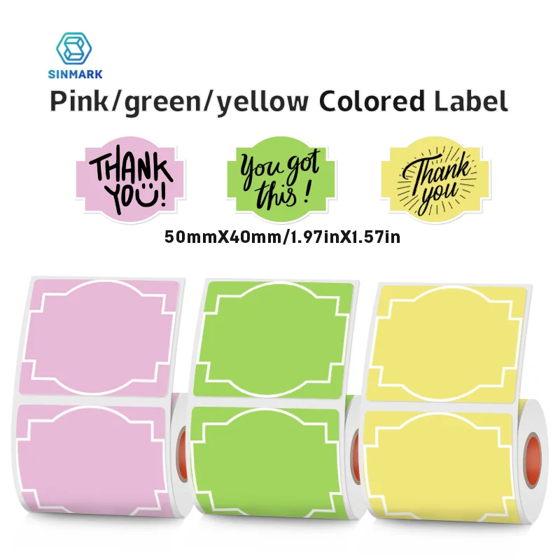 SINMARK 3 Rolls Thermal Label Paper Color Sticker Candy Shape Labels Cute Handmade DIY Stickers Use for Thermal Printer Gift Tag