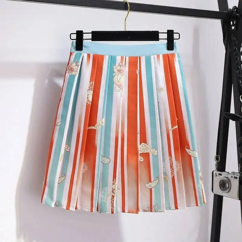 فستان سونغ سلالة هانفو نسخة معدلة سوبر الخالد النمط الصيني هان عنصر فستان صيفي صغير يقترن مع تنورة قصيرة Se