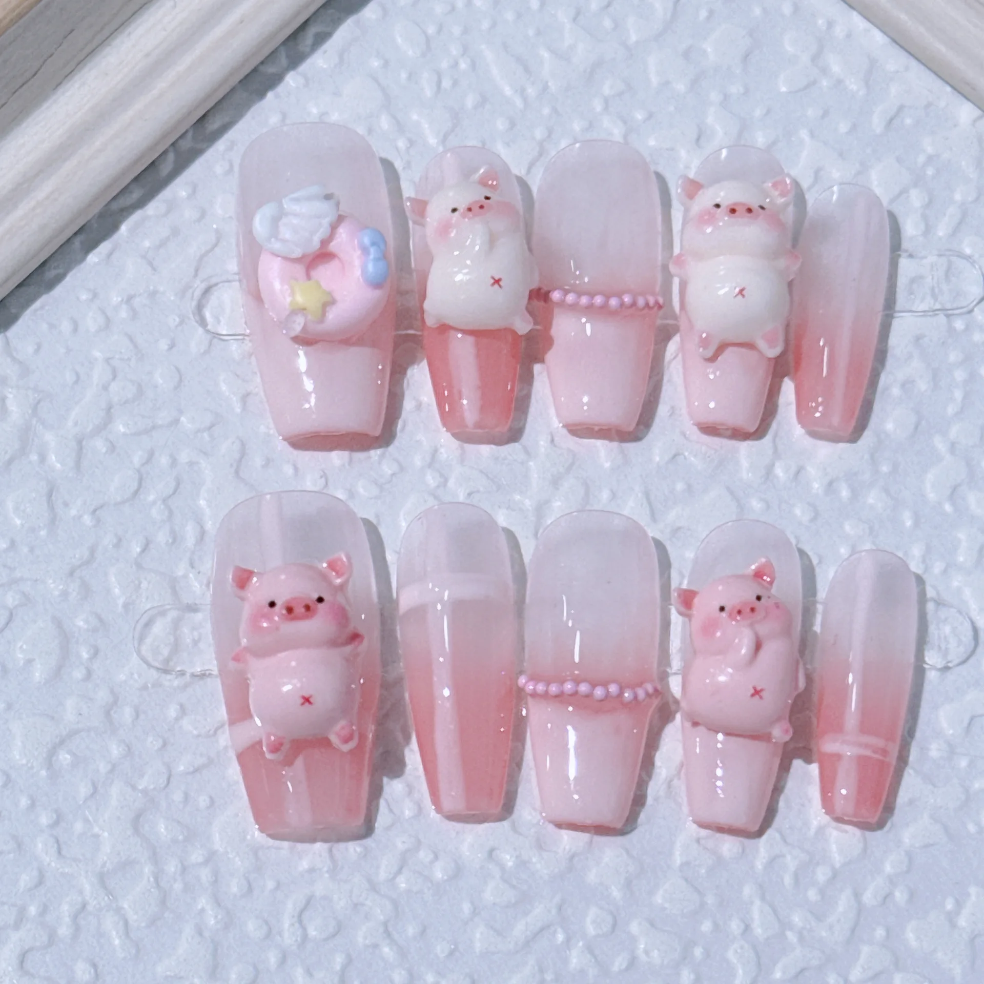 Faux overrose fait à la main pour femmes et filles, décor carré doux, style français, presse, N64.Medium, N64.Cute, N64.Patch, 10 pièces