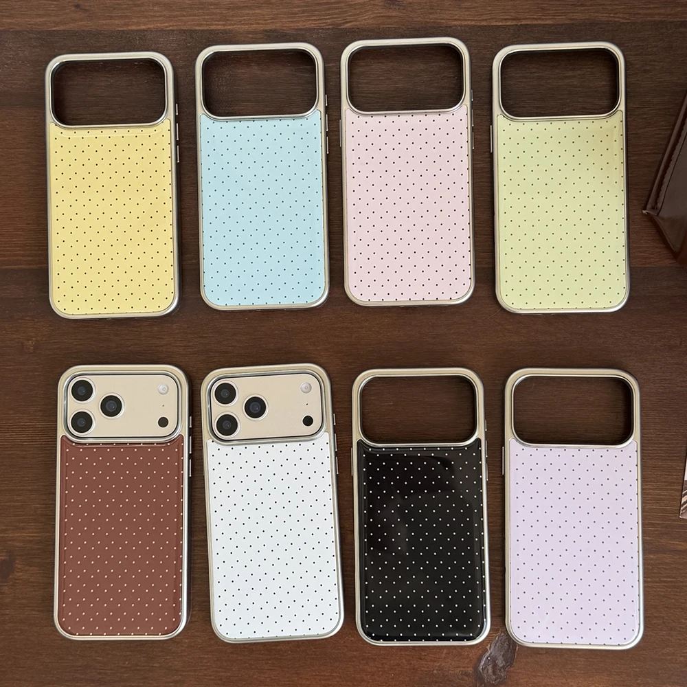 Koreanische INS Polka-Dot-Muster, galvanisierte Silber-Handyhülle für iPhone 17 Promax 18 13 14 15 16 Pro Max, stoßfeste Schutzhülle Funda – Detail 2