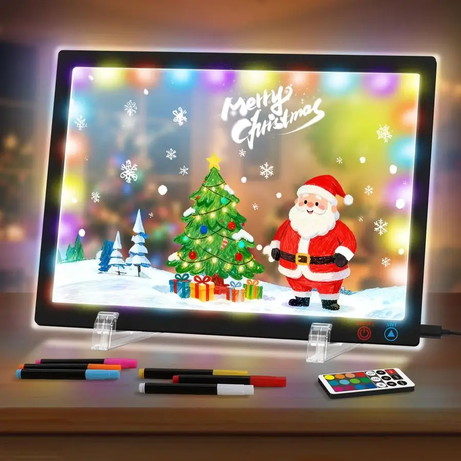 

Доска для заметок с 124 цветными режимами освещения, светодиодная доска для рисования 14,2x11 для детей, для домашнего офиса, подарки DPartyamp, акриловый магнитный белый цвет